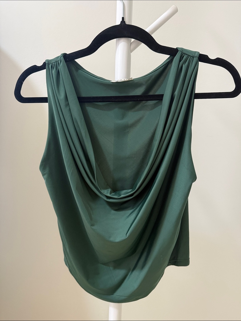 Free People Forest Green Draped Back Camisole